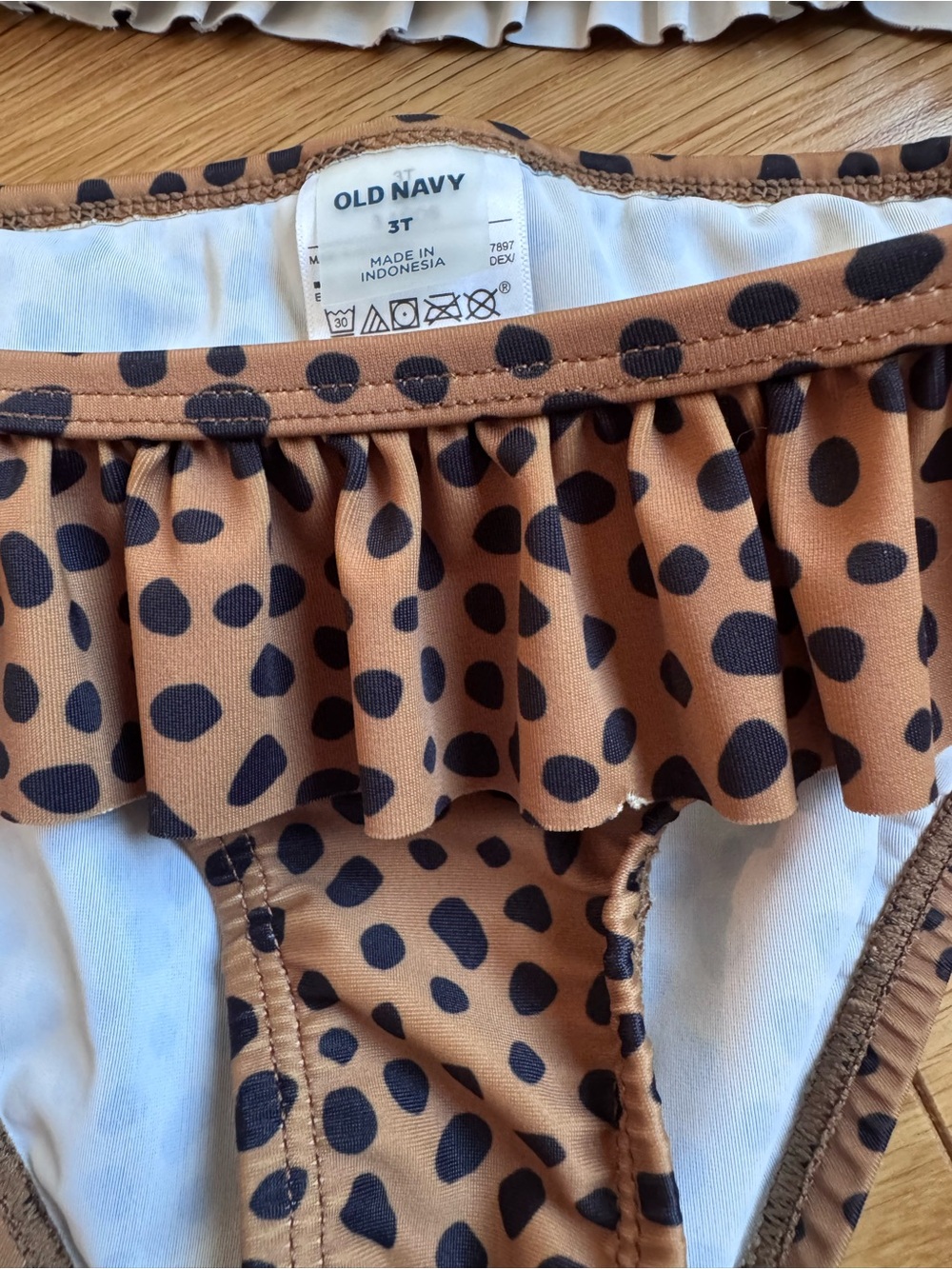 Girls brown and black spotted bikini swimsuit - Picture 2 of 4